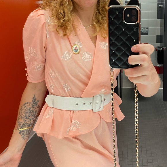 Blush pink vintage peplum knee length dress - Picture 15 of 17